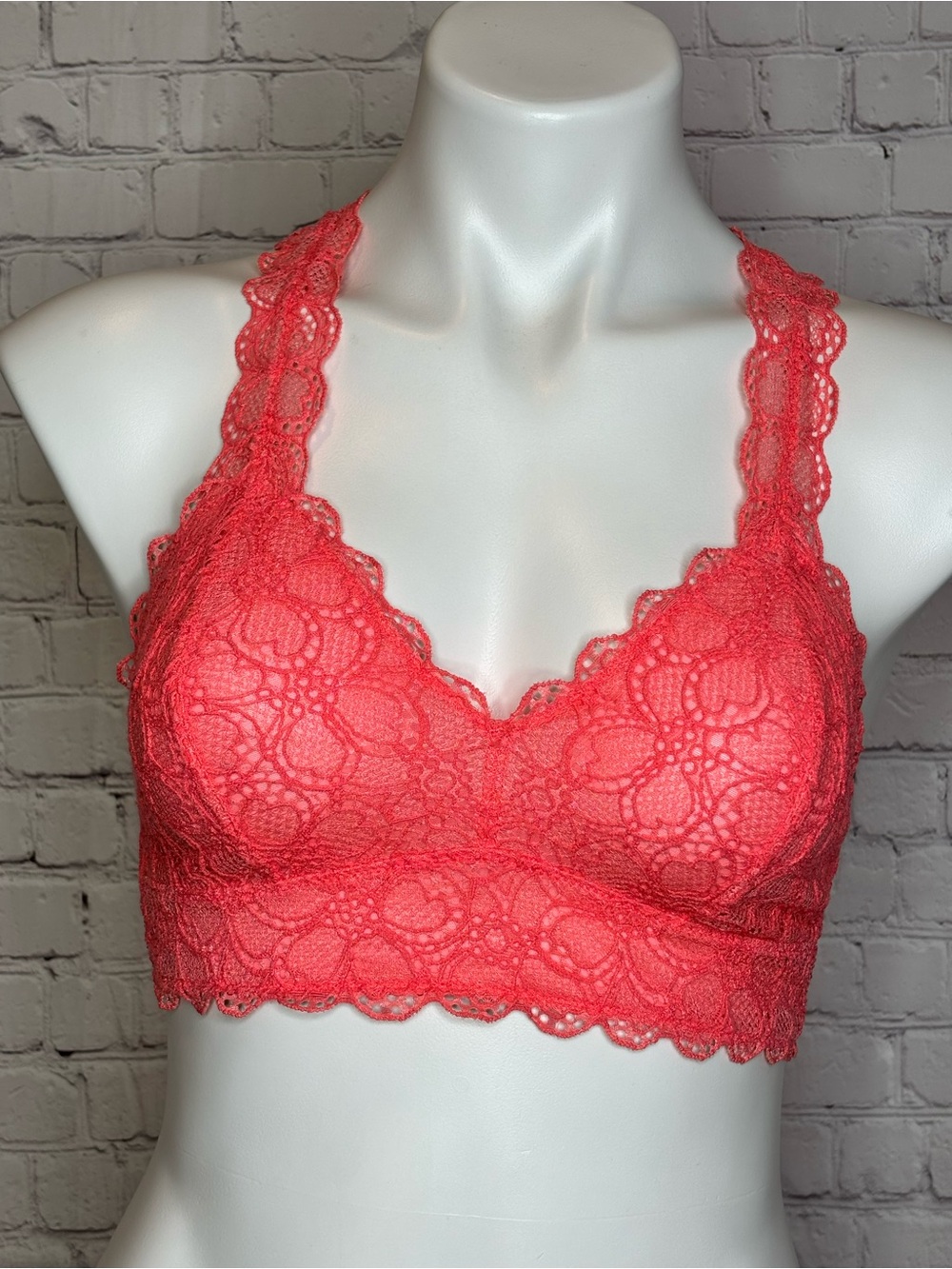 DKNY Pink Orange Lace Bralette Racerback Size L